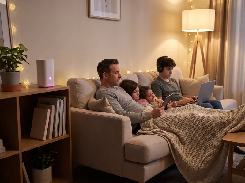 Family at home with a 5G gateway